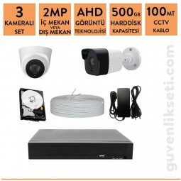 Techvision 2mp 3 Kameralı Ahd Kamera Sistemi